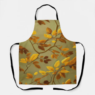 Golden Autumn: A Seamless 3D Leaf Pattern Apron