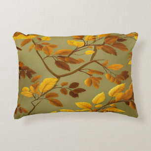 Golden Autumn: A Seamless 3D Leaf Pattern Decorative Cushion