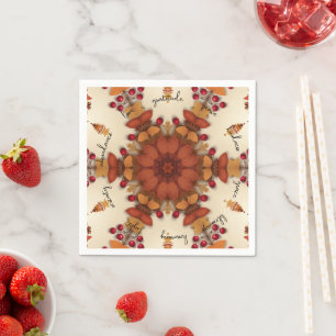 Golden Autumn Blessings Vintage Kaleidoscope Napkin