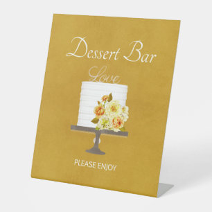 Golden Autumn Cake Dessert Bar Pedestal Sign