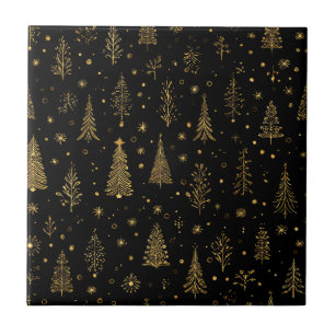 Golden Autumn Christmas Botanical Pattern (2) Tile