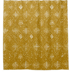 Golden Autumn Christmas Snowflake Pattern Shower Curtain