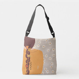 Golden Autumn Daisies Pretty Girl Art Crossbody Bag