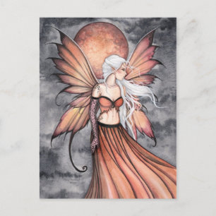 Golden Autumn Fairy Fantasy Art Postcard