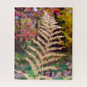 Golden Autumn Fern Leaf Specimen Jigsaw Puzzle