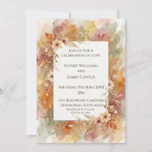 Golden Autumn Floral Frame Invitation