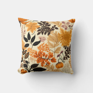 Golden Autumn Floral Medley Cushion