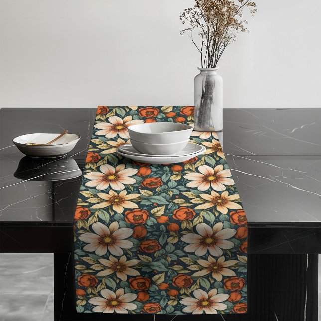 Golden Autumn Floral Table Runner Cosy Home Decor (Golden Autumn Floral Table Runner Cozy Home Decor)