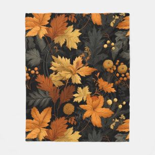 Golden Autumn Foliage Fleece Blanket
