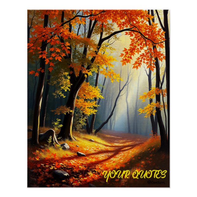 Golden Autumn Forest Path Poster (Front)
