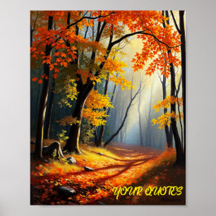 Golden Autumn Forest Path Poster