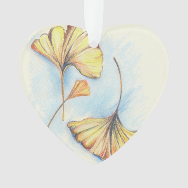 Golden Autumn Ginkgo Leaves Ornament (Front)