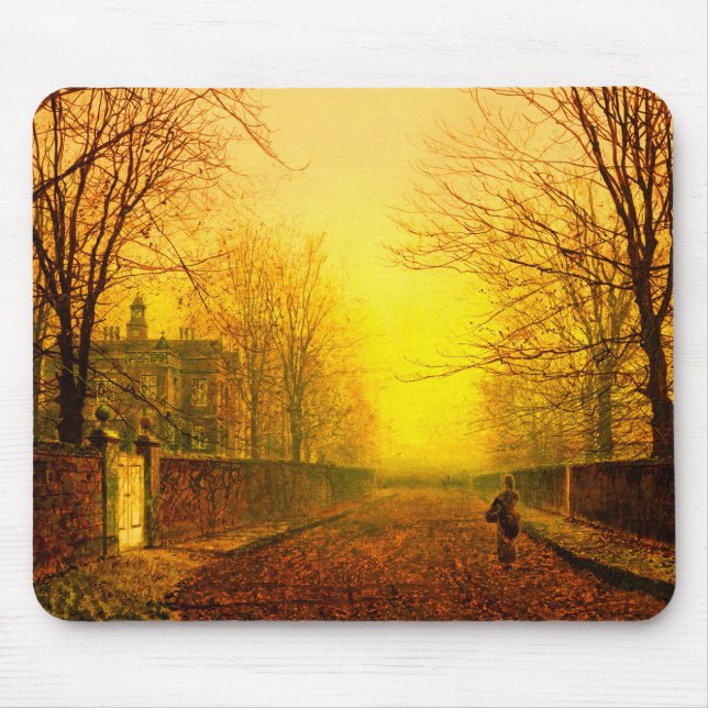 Golden Autumn John Atkinson Grimshaw Mouse Mat (Front)