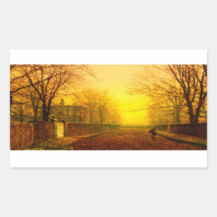 Golden Autumn John Atkinson Grimshaw Rectangular Sticker
