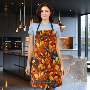 Golden Autumn Leaves and Acorns Design - Fall love Apron