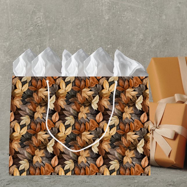 Golden Autumn Leaves Brown Fall Foliage Large Gift Bag (Creator Uploaded)