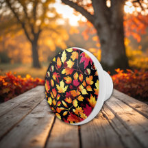 Golden Autumn Leaves Fall Pattern Decorative Knob