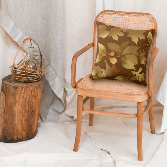 Golden Autumn Leaves Pattern Cushion (Creator Uploaded)