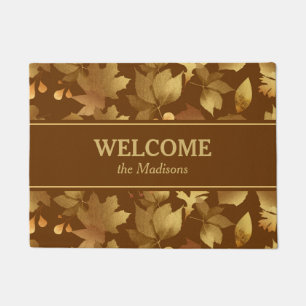 Golden Autumn Leaves Pattern Doormat