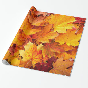 Golden Autumn Maple Leaves Wrapping Paper