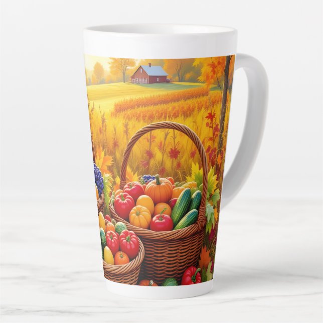 Golden autumn orange harvest, latte mug (Right Angle)
