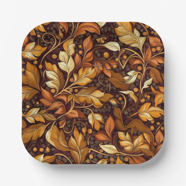 Golden Autumn Paper Plate (Front)