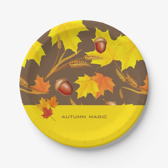 Golden Autumn Paper Plate (Front)