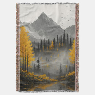 Golden Autumn Reflections Throw Blanket