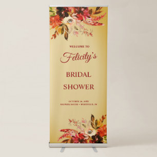 Golden Autumn Splendour Floral Wedding Retractable Banner