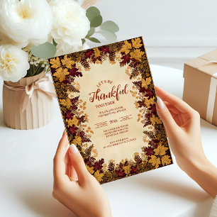 Golden Autumn Thanksgiving Celebration Invitation