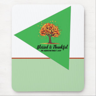 Golden Autumn Trees Happy Thanksgiving Greeting Mouse Mat