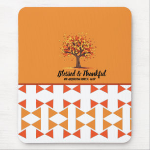 Golden Autumn Trees Happy Thanksgiving Greeting Mouse Mat