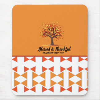 Golden Autumn Trees Happy Thanksgiving Greeting Mouse Mat