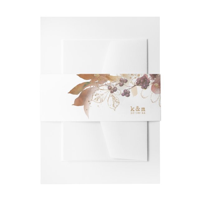 Golden Autumn Wedding Berries ID655 Invitation Belly Band (Front Example)