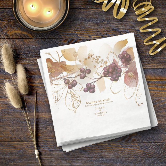 Golden Autumn Wedding Berries V2 ID655 Napkin (Creator Uploaded)