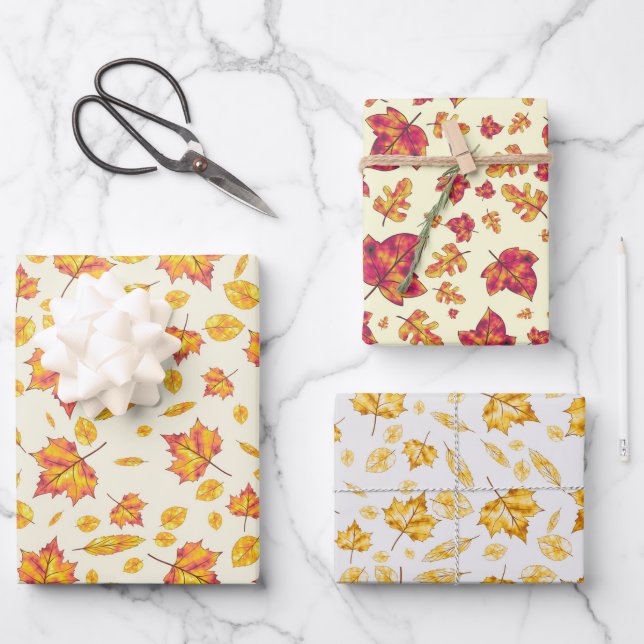 Golden Autumn Wrapping Paper Sheet (Front)