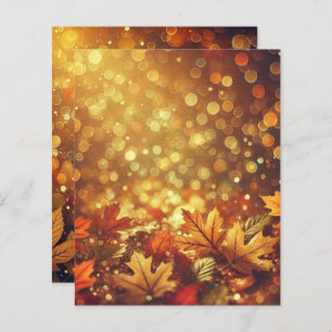 Golden Autumnal Leaves Bokeh Scrapbook Paper