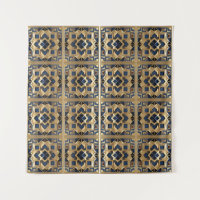 Golden Azure Moroccan Geometric Wall Art Panel