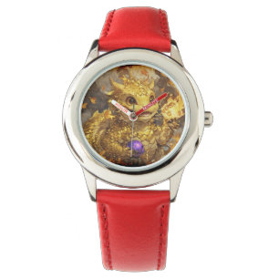 Golden Baby Dragon and flames Watch