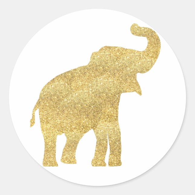 golden baby elephant classic round sticker (Front)