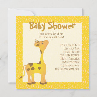 Golden Baby Giraffe Invitation