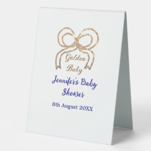 Golden baby glitter bow royal blue baby shower