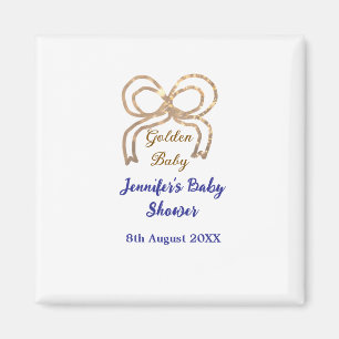 Golden baby glitter bow royal blue baby shower  magnet