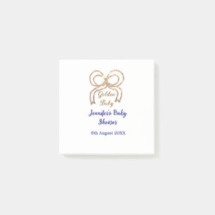 Golden baby glitter bow royal blue baby shower post-it notes