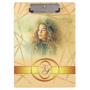 Golden Background Girl Fashion Modern Elegant Clipboard