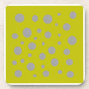 Golden Background with Silver Polka Dots Coaster