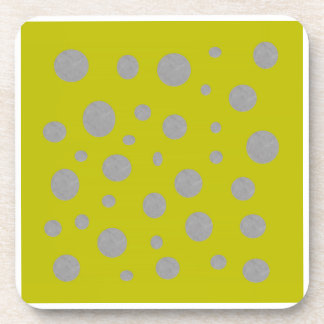 Golden Background with Silver Polka Dots Coaster