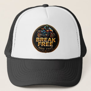 Golden Badge Featuring Break Free Biker Logo Trucker Hat