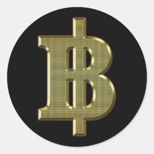 GOLDEN BAHT SIGN ฿ Thai Money Currency ฿ Classic Round Sticker