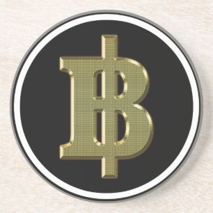 GOLDEN BAHT SIGN ฿ Thai Money Currency ฿ Coaster